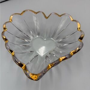 Mikasa Heart-Shaped Glass Bowl with Gold Trim
